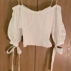 WAYF white corset top with zipper back